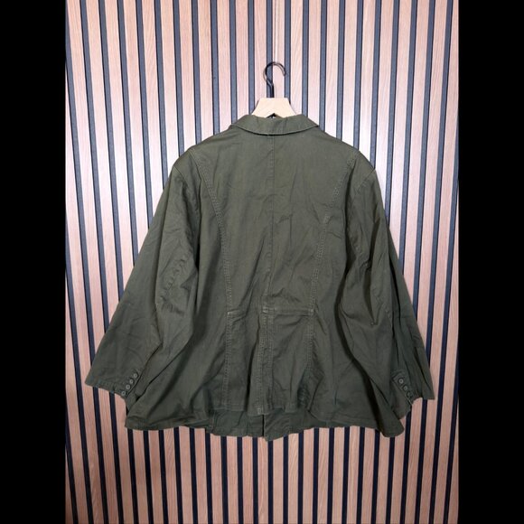 Torrid Jacket 6 / 6X Women Green Army Coat Poncho Button Stretch Plus Size - Picture 2 of 7